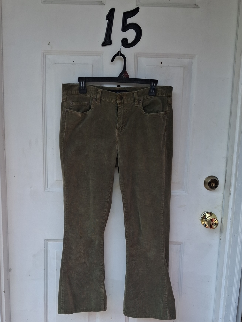 Calvin Klein Jeans Olive Green Corduroy Flare Jeans